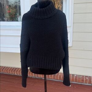Free People size M Black Chunky Turtleneck Sweater - Women